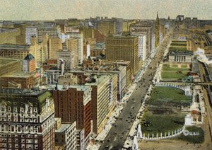 Michigan Boulevard, looking North, seen from Aeroplane by American Photographer