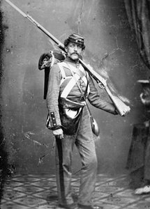 New York State Militiaman with percussion rifle-musket by American Photographer