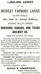 1,500,000 Acres of the Richest Farming Lands in the World, in the Neosho Valley, Kansas, Advertisement from Appletons Journal, May 4, 1872 by American School