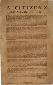 A Citizens Address to the Public re: support of Royal troops, 18th December 1769 by American School