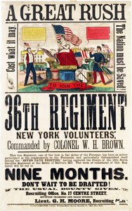 A Great Rush, recruitment poster for 36th Regiment, published by Baker & Goodwin