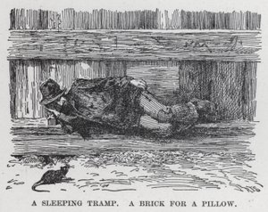 A Sleeping Tramp, A Brick for a Pillow by American School