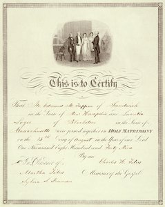 A marriage certificate of 1849