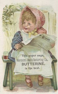 Advertisement for Vermont Manufacturing Co. Butterine, c.1880 by American School