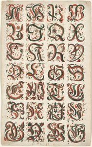 Alphabet, Fraktur Painting, c.1825-50 by American School