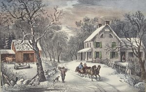 American Homestead - Winter, Pub. 1868, Currier & Ives by American School