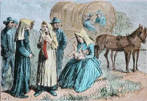 American Wagon Train Pioneers, c.1860