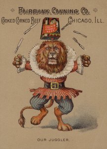 American trade card advertising cooked corned beef from the Fairbank Canning Company, Chicago, Illinois by American School