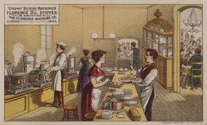 American Trade Card Advertising Sewing Machines and Oil Stoves Manufactured by the Florence Machine Company, Massachusetts