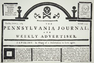 An American Reply to the British Imposed Stamp Act, Published in The Pennsylvania Journal and Weekly Advertiser on 31st October 1765 by American School