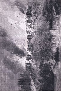 Attack on the Pequot Fort, illustration from Cassell