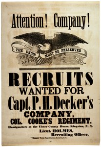 Attention! Company!, recruiting broadside for New York 156th Infantry, 1862 by American School