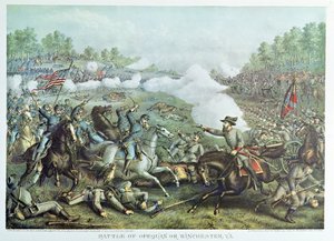 Battle of Opequan or Winchester, Virginia (engraved by Kurz & Allison)