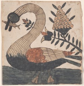 Bird with Fish, Fraktur Painting, c.1810