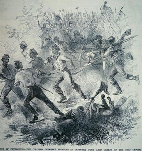 Black Troops of the Union Army bring in Captured Guns during the Siege of Petersburg (1864-65) by American School
