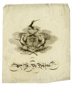 Bookplate of William Axtell De Peyster (1793-1856), c.1840 by American School