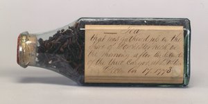 Boston Tea Party Tea Leaves in a Glass Bottle, Collected by T.M. Harris, Dorchester Neck, December 1773 by American School