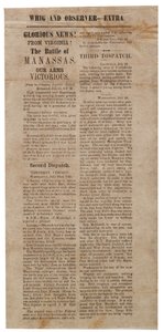 Broadside Announcing the First Battle of Manassas, Whig and Observer Extra, After 22 July 1861 by American School
