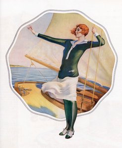 Carefree Flapper on a Sailboat by American School