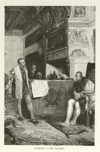 Charles V and Pizarro by American School
