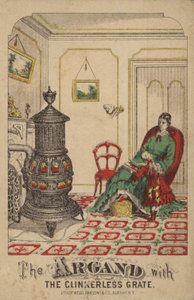 Child Reading Book to Mother by Stove by American School