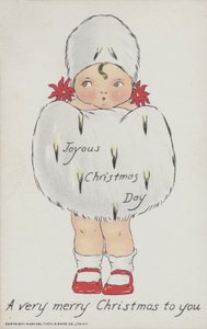 Christmas Greetings Card Depicting a Child with a Christmas Fur Muff and Hat by American School