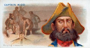 Cigarette Card Captain Kidd, Burying Treasure by American School