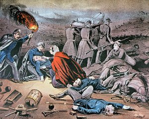 Clara Barton Tending Wounded During the American Civil War by American School