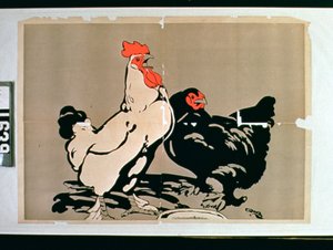Cockerel and Hen by American School