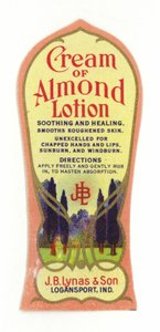 Cream of Almond Lotion Label, J B Lynas & Son by American School