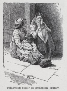 Curbstone Gossip in Mulberry Street by American School