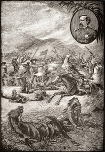 Death of General George Armstrong Custer and soldiers of the 7th cavalry at the Battle of Little Big Horn, June 25th, 1876 by American School