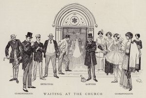 Detectives, Lawyers and Co-respondents Waiting for a Church Wedding to Finish by American School