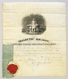 Document signed by Ulysses S. Grant as president of the Dialectic Society at West Point Military Academy, 20th June 1843