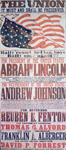 Electoral campaign poster for Abraham Lincoln (1809-65) for President and Andrew Johnson (1808-75) for Vice President by American School