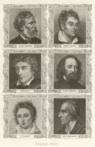 English Poets, Robert Browning, Robert Southey, John Keats, Alfred Tennyson, P B Shelley, William Wordsworth by American School