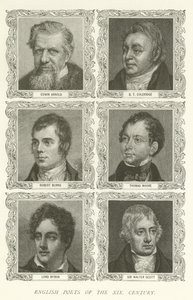 English Poets of the XIX Century, Edwin Arnold, S T Coleridge, Robert Burns, Thomas Moore, Lord Byron, Sir Walter Scott by American School