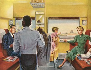 Family Enjoying a First Class Cabin on a Train Trip