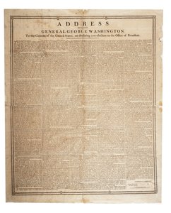 Farewell address of the late General George Washington, 17th September 1796