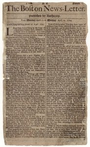 First issue of the Boston News-Letter, 1704 by American School