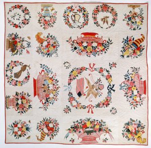 Flag and Flower quilt, c.1860 by American School
