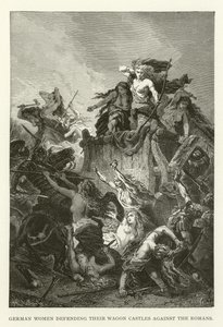 German Women Defending Their Wagon Castles Against the Romans by American School