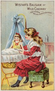 Girl Giving Medicine To Her Doll by American School