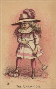 Girl playing croquet, The Champion by American School