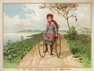 Girl Riding a Tricycle in the Country by American School