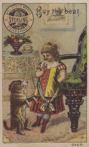Girl Teaching a Dog to Beg by American School