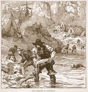 Gold Washing in California, from a book published in 1896 by American School
