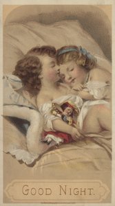 Good night, children sleeping in bed