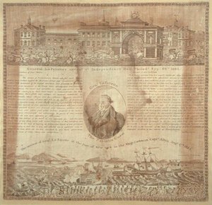 Handkerchief commemorating the arrival of General Lafayette (1757-1834) in 1824