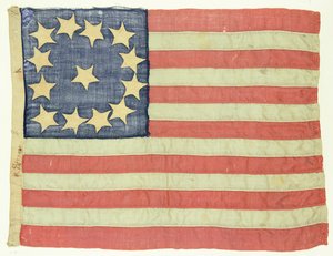 Handsewn Flag with Thirteen Stars by American School